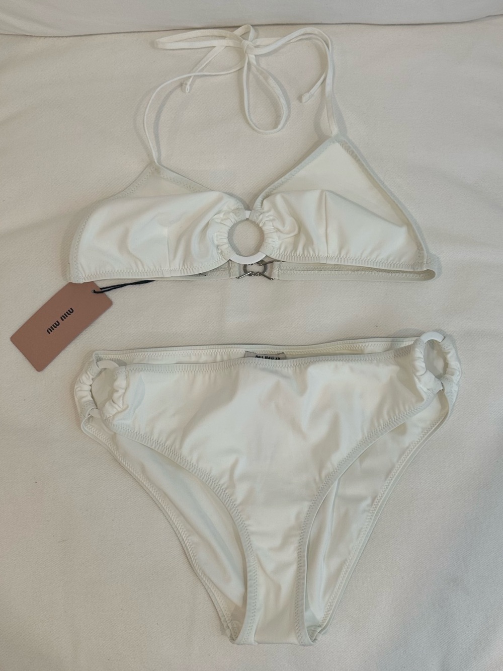 Miu Miu White Ring-Accent Bikini Set